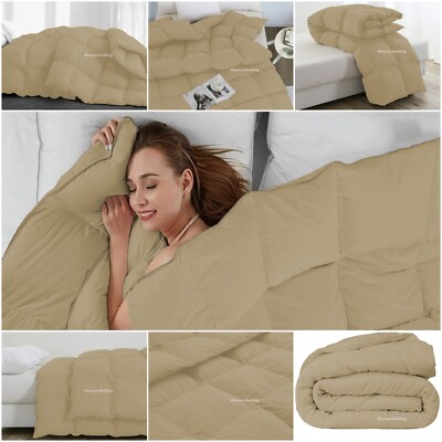 Luxury Ultra Soft Goose Down Alternative Comforter Cal King Size Taupe Solid
