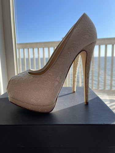 Giuseppe Zanotti *RARE* Sharon Peep Toe Glitter Lace Platform Heels US8M $895 - Picture 15 of 22
