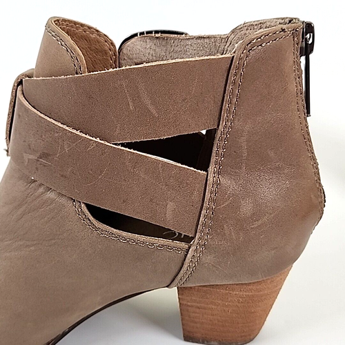 Vionic Rory Ankle Boots Womens 7 Tan Leather Orthotic Cutout Block Heel Back Zip - Picture 9 of 12