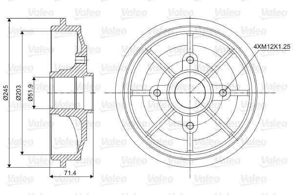 Tambour de frein Valeo 237016 contre les vibrations au freinage arrière