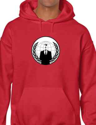 Anonymous White Logo Hoodie Hacker Protest Resist Computer Hooded Sweatshirt