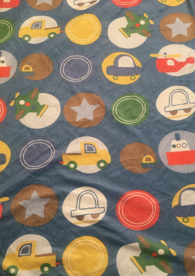 Circo Azul Bebé Manta Vellón Círculos Coches Barco Avión Vehículos Sherpa Star Foto 2 de 3