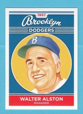 1957 Brooklyn Dodgers # 17 Walter Alston Baseball Card -- Box 126