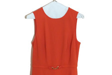 J.CREW Dress Womens 2T Orange Sleeveless Tall Italian Stretch Wool Belt Midi