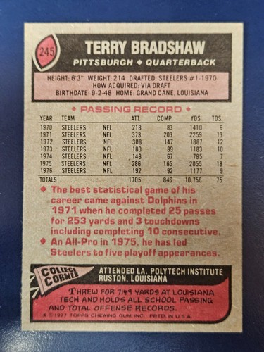 Tarjetas de fútbol americano Topps 1977 completan tu conjunto que elijas elegir cada una #171 - 358 - Imagen 105 de 289