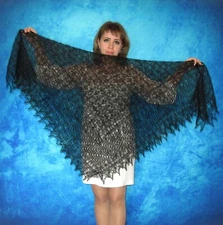 Black Russian shawl,Orenburg wool wrap,Goat down kerchief,Cover up,Stole,Cape