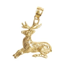 New 14k Yellow Gold Deer Buck Pendant