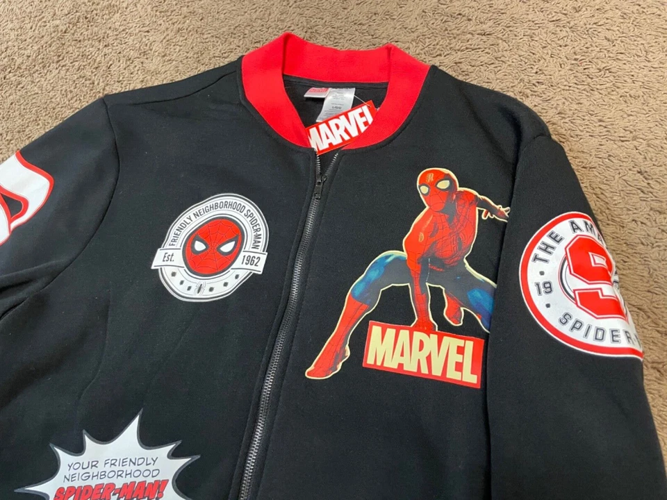 Chaqueta polar Marvel Spiderman negra talla grande cremallera completa Foto 3 de 4