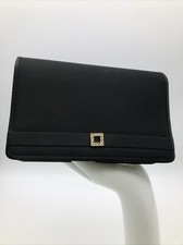 Vintage Evening Clutch Buckle-Accent Black w/Shoulder Strap 7.5"x4.5" Pre-Owned