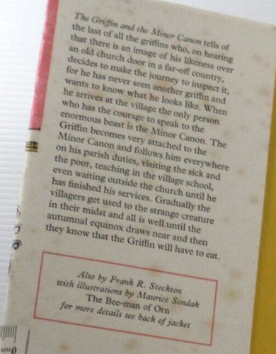 The Griffin and the Minor Canon by Frank R Stockton Maurice Sendak 1975 HCDJ BK - Picture 2 of 18