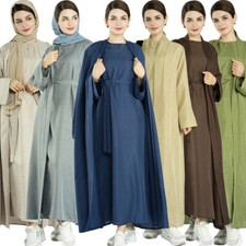 Dubai Open Robe Muslim Women Long Dress Abaya Islamic Cardigan Kimono Caftan Eid