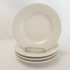 Tuxton Plates 7” Off White Restaurant Ware Wide Rim Rolled Edge Plate - Set of 4