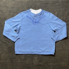 Vintage Blair Sweatshirt Long Sleeve Womens M Butterfly Grandma Embroidered Blue