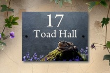 Slate House Sign Toad Design Custom Name Number 4 Sizes Toads Crossing