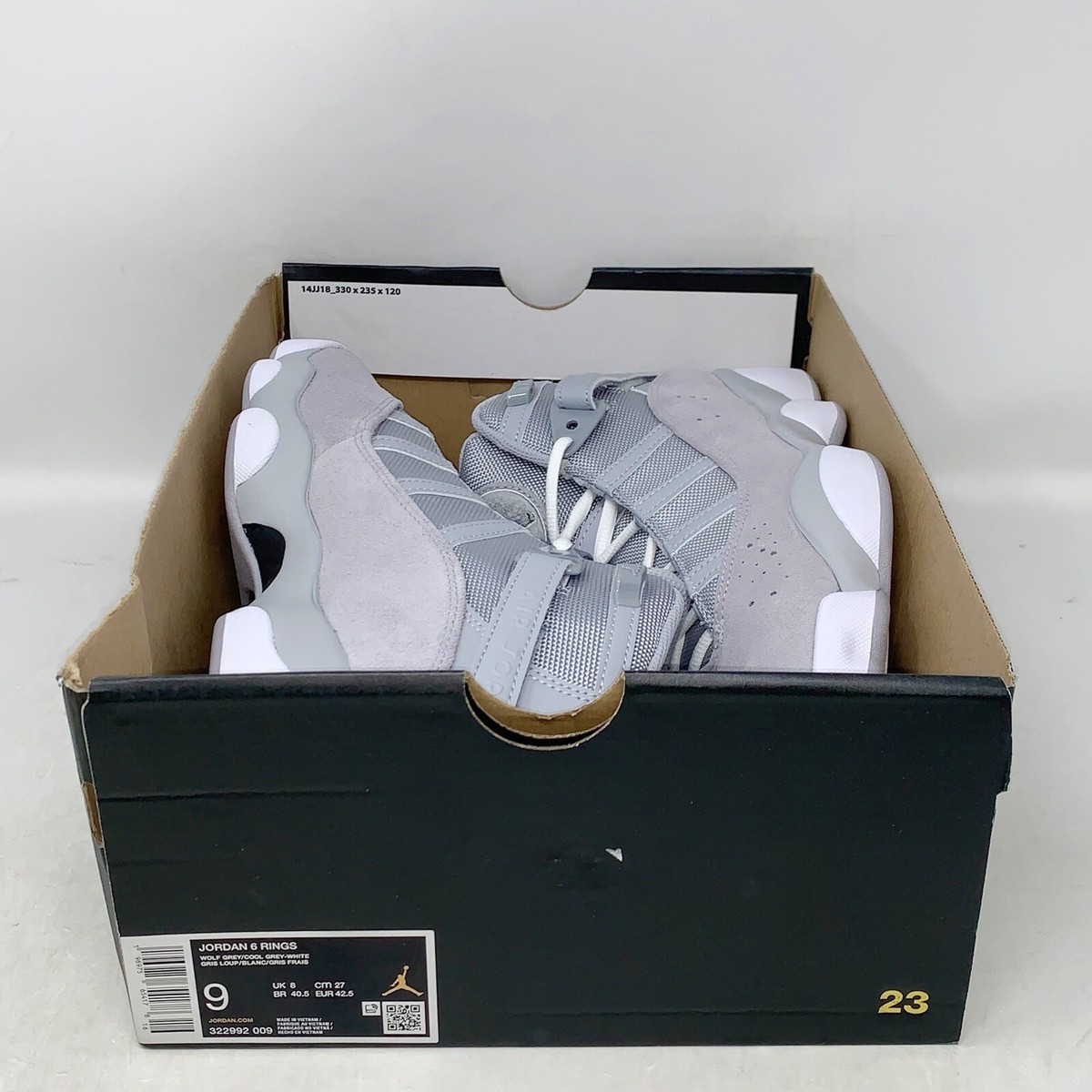 Air Jordan 6 Rings Wolf Gray Sneakers, Size 9 BNIB 322992 Air Jordan 6 Rings Wolf Gray Sneakers, Size 9 BNIB 322992