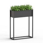 Metall Blumentopf schwarz mit Gestell Pflanzen Ständer eckig mit Übertopf