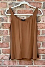NWT Eileen Fisher Nutmeg Silk Georgette Scoop Neck Tank Top 188 M