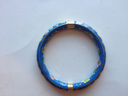 Ceramic Inlay Bracelet – Clamp style – Blue, gold and multi colored flowers - Picture 1 of 6