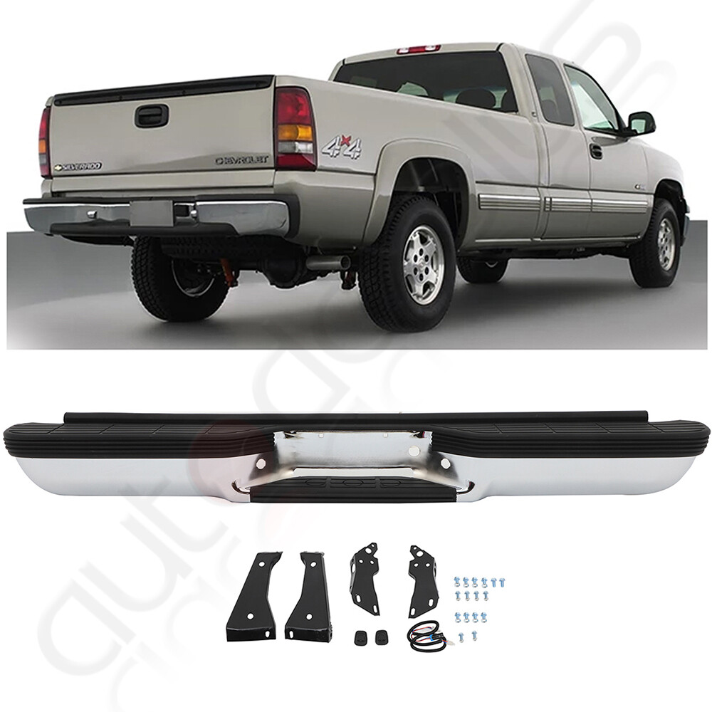 For 1988-2000 Chevy Silverado GMC Sierra C/K1500 C/K2500 Chrome Rear Step Bumper