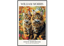 Large size William Morris Main Ccon print, Maine Coon Print, Cat Print, A4 to A0