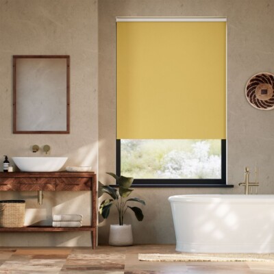 Scheibengardine Faux Seude Rollo 90 x 160 cm einfache Passform Wohndeko Ocker NEU