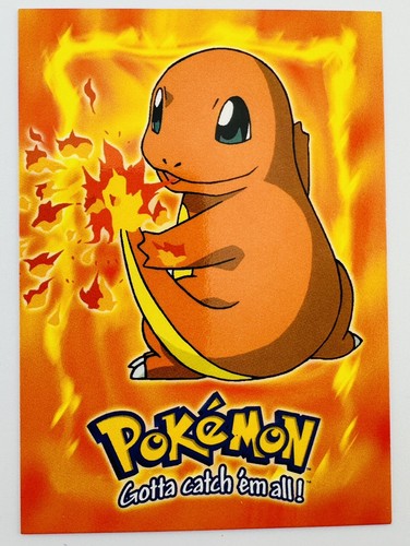 VINTAGE Charmander 1999 Topps E4 Pokemon The First Movie Stage 1 Blue label logo - Picture 1 of 2