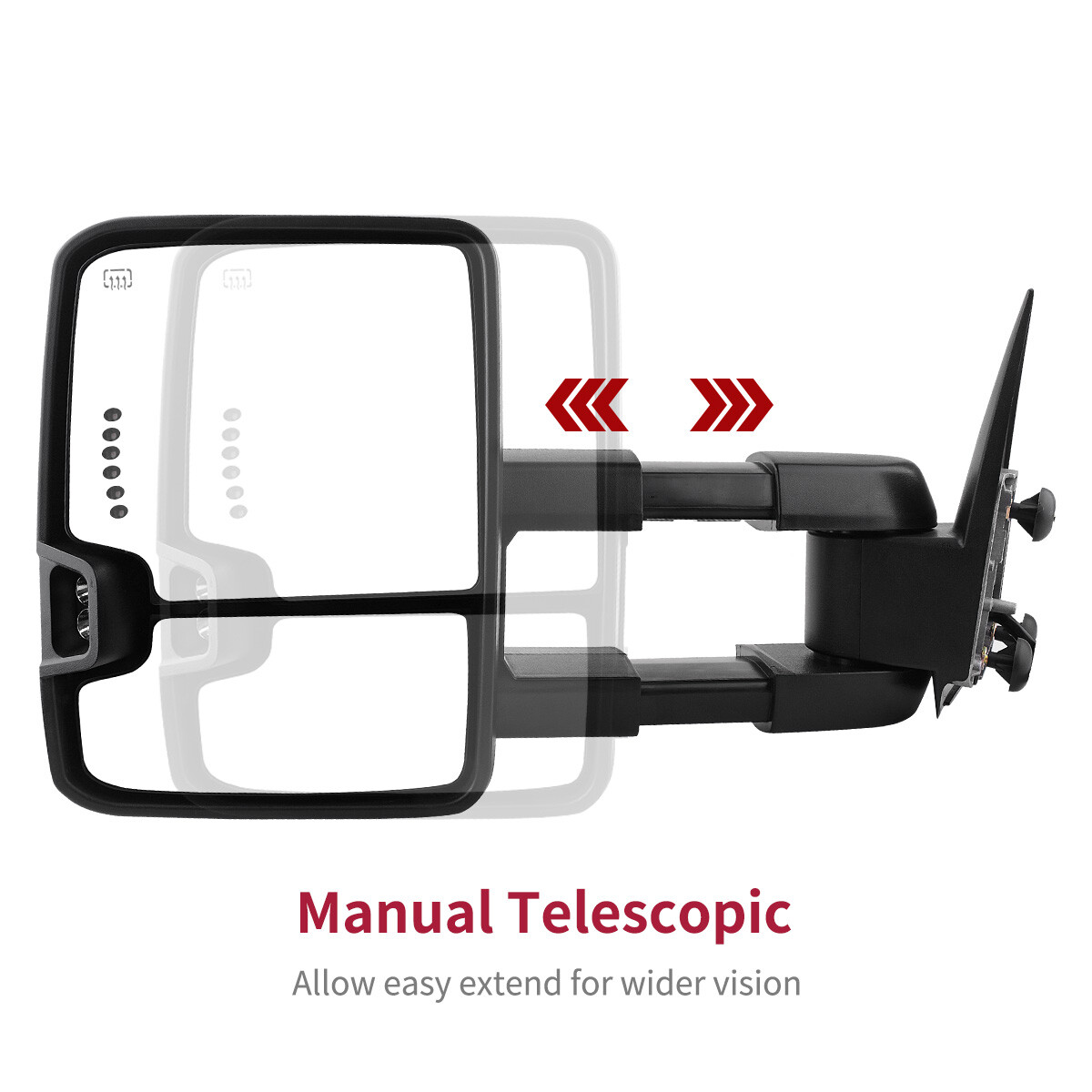 Towing Mirrors For 2003-2007 Chevy Silverado/GMC Sierra - Power, Heated, LED Signals, Chrome - View #10