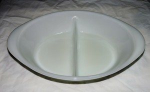 Glasbake J2352 White Divided Casserole Dish Microwave Safe Ebay