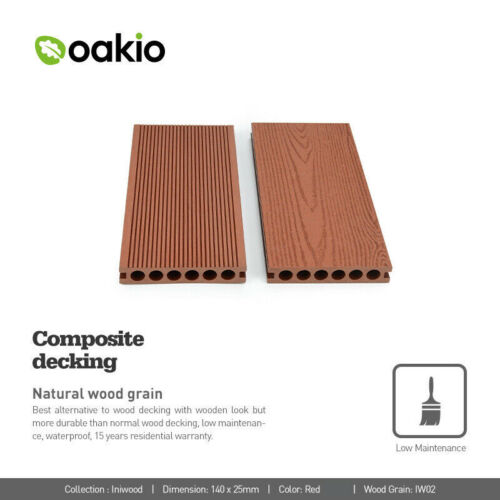 Red WPC Composite Decking Board 140x25x5400mm β 15-Year Warranty β Timber-Look - Picture 5 of 9