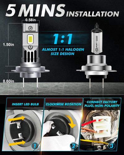 For Mercedes-Benz CLK350 C280 2006-2009 H7 LED Headlight Kit High/Low Beam White - Picture 8 of 12