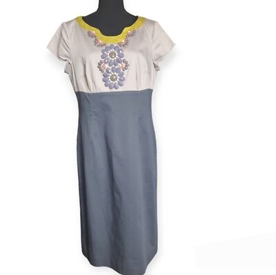 Boden grey Colorblock Beaded Sheath Dress sz 10L / long | eBay