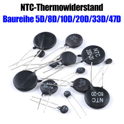 20stk NTC-Thermistor Negativer Temperaturkoeffizient 5D 8D 10D 20D 33D 47D Serie
