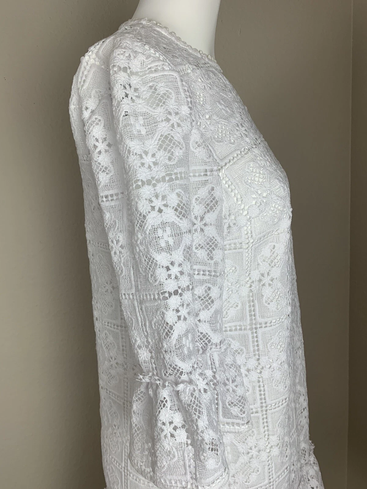 Kate Spade Fresh White Lace Crochet Flounce Shift Dress Label 2 Fit Size 8 NWT