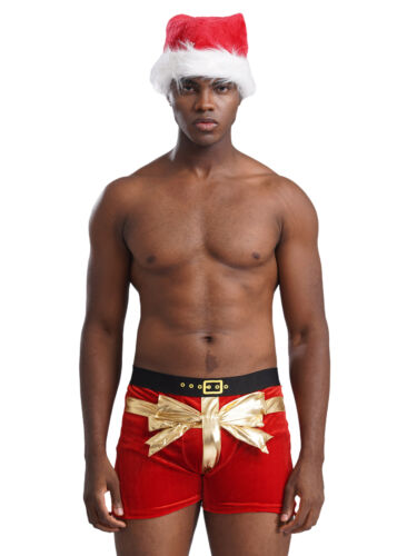 Mens Xmas Boxer Briefs Outfits Shorts Santa Claus Christmas Underwear Set Sexy - Picture 63 of 83