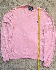 Polo by Ralph Lauren Men's Pink 100 Pima Cotton V-Neck Sweater Size S