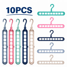 10 Pack Space Saving Clothes Hanger 9 Hole Wardrobe Organiser 360� Rotating Hook