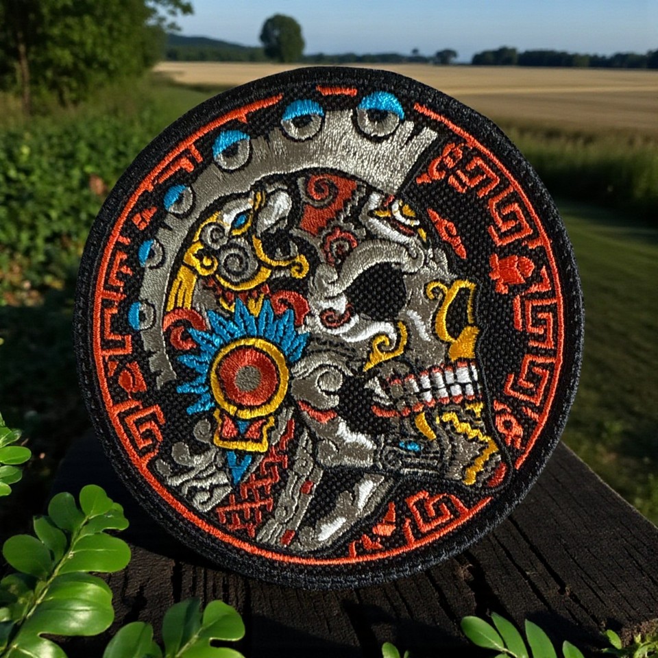Aztec-Skull Embroidery Patch 4.07