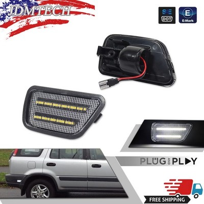 2X Clear Rear Bumper Side Marker Lights White LED Lamps For 1997-2001 Honda CR-V