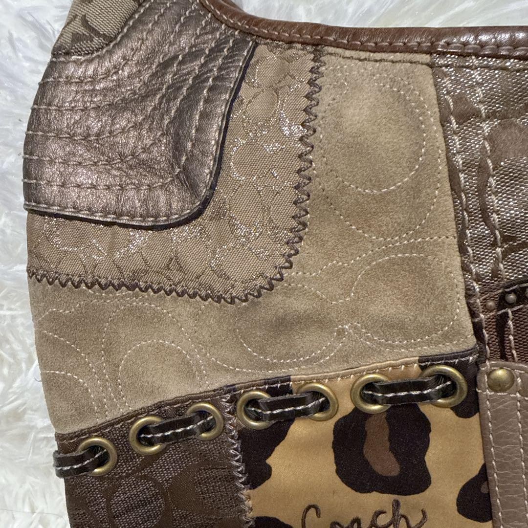 Coach patchwork 12903 Shoulder Bag Python Crocodi… - image 8