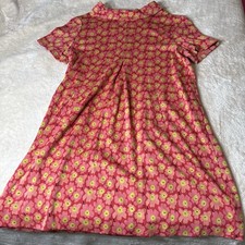 NWT Tyler Boe Women’s Large Floral Tea Knit Dress Orange Short Sleeve Retro