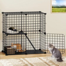 2 Tier Cat Cage Indoor Cat Enclosures Kitten Cage DIY Pet Playpen for 1-2 Cats