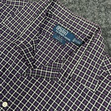 Polo Ralph Lauren Shirt Men s 17.5 XL Curham Classic Fit Gingham Check Purple