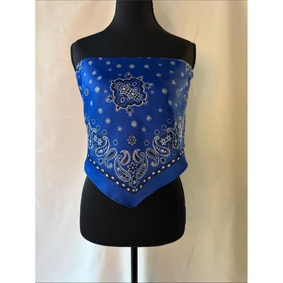 Thirty Thirty Blue Paisley Bandana Scarf Tube Top - NWT Sz M