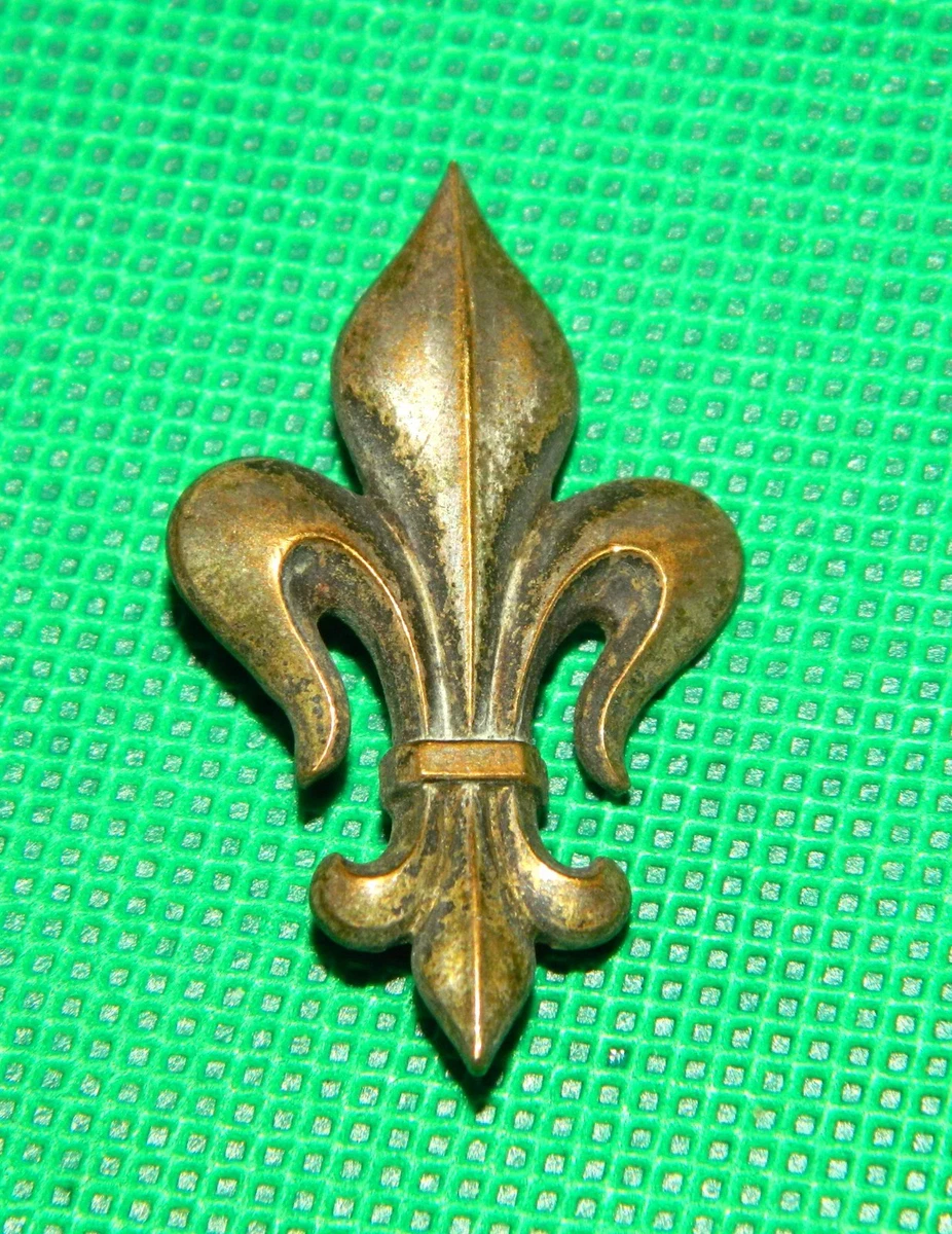 Broche Fleur De Lys Rubis Diamants Et Or Jaune et Blanc 18
