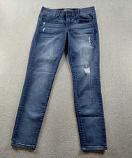 Democracy Women's Jeans Blue Sz 6 Ab Solution Straight Stretch Distressed Denim