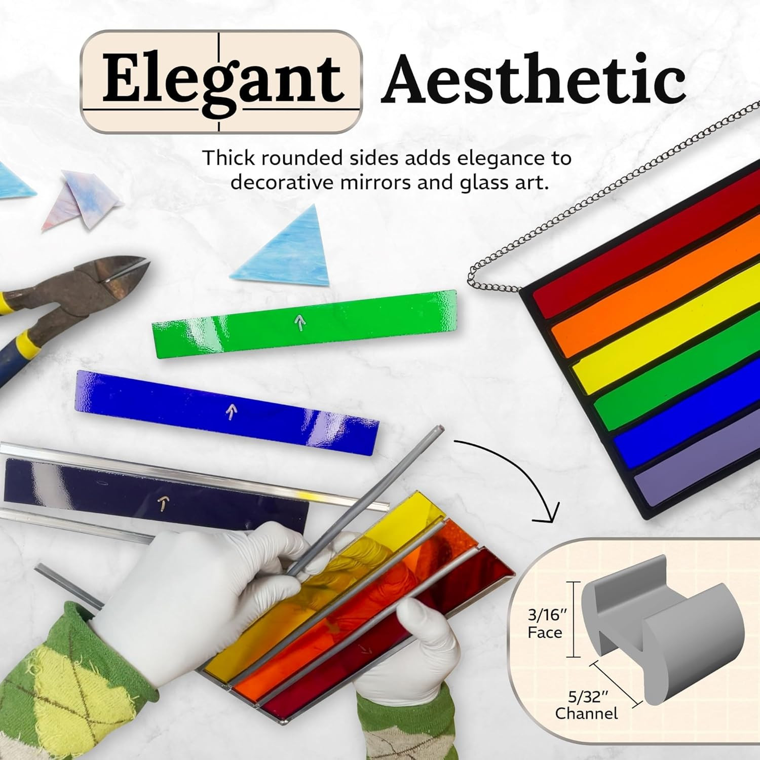 3/16'' round H Lead Came for Stained Glass - 12 Ft H Channel Lead Hobby Came for