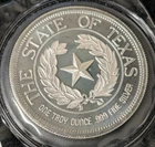 Scarce 1990 1 oz .999 Silver ~ The State of Texas ~ Bullion Round ~ CCM