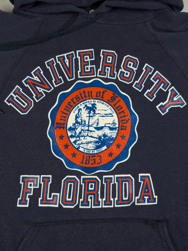 Sudadera con Capucha De Colección Años 80 University Of Florida Gators Sudor Suave Adulto Pequeña Azul U of F Foto 2 de 4