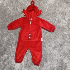 Vintage 1999 Teletubbies Po Hooded Red Fleece Romper Size 12 Months Costume