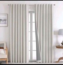 Blackout Thermal Lined Curtains 55X96 Inch Drop 2 Panels with Back Tabs & Rod 